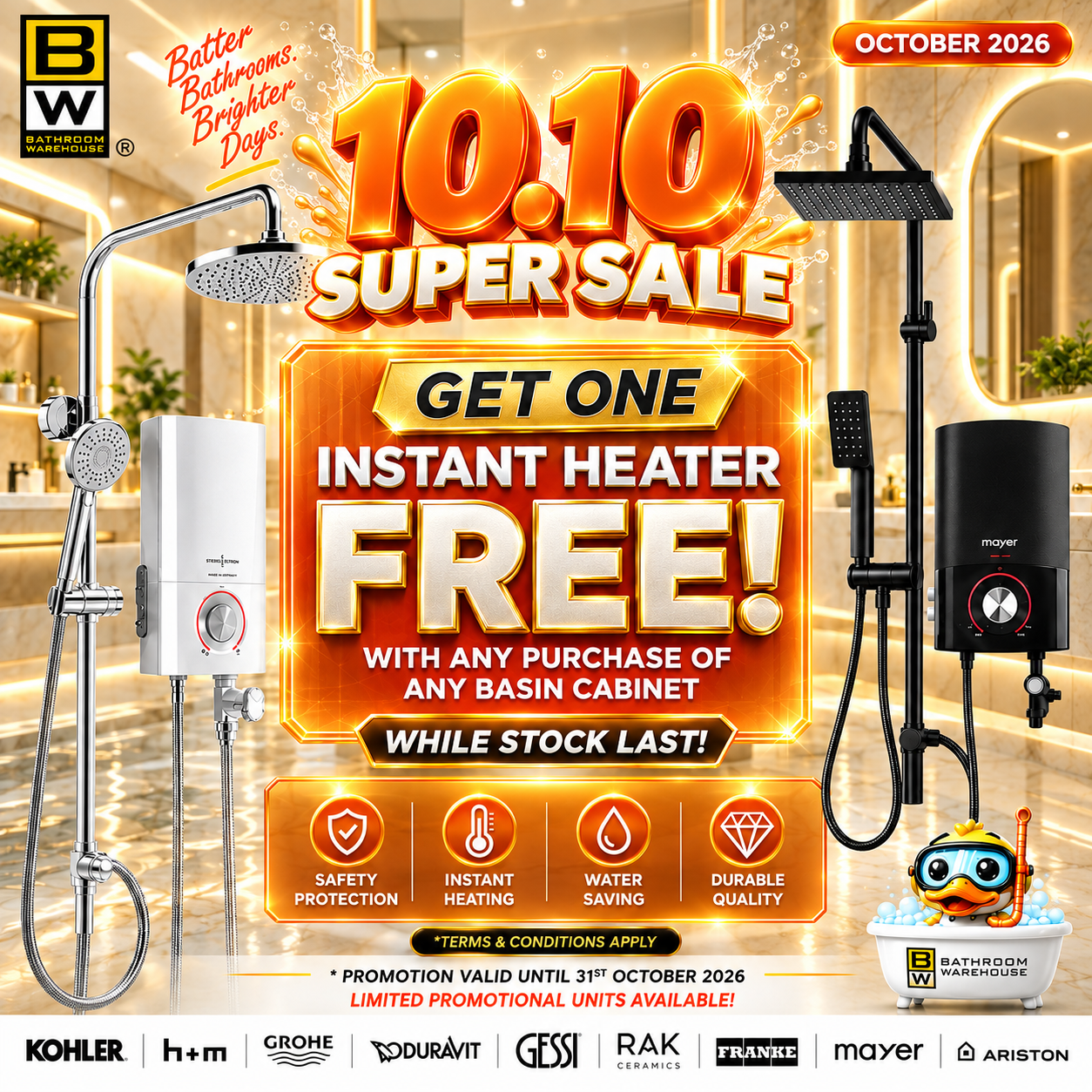 Free instant heater with basin cabinet promotion