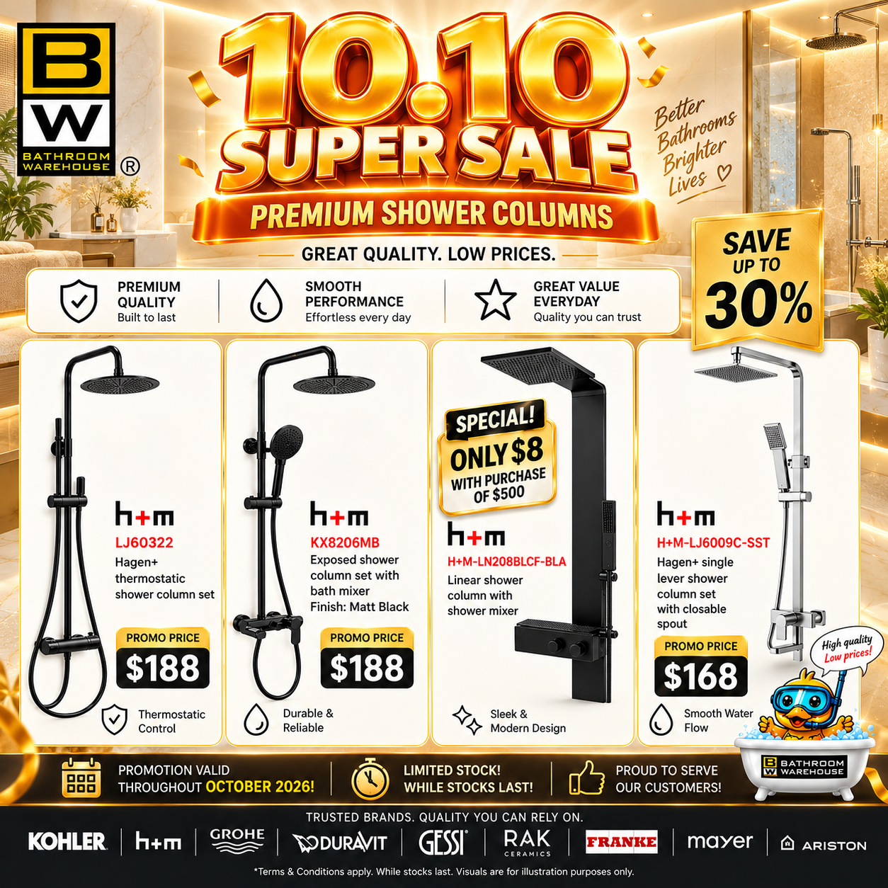 Premium shower columns 10.10 promotion
