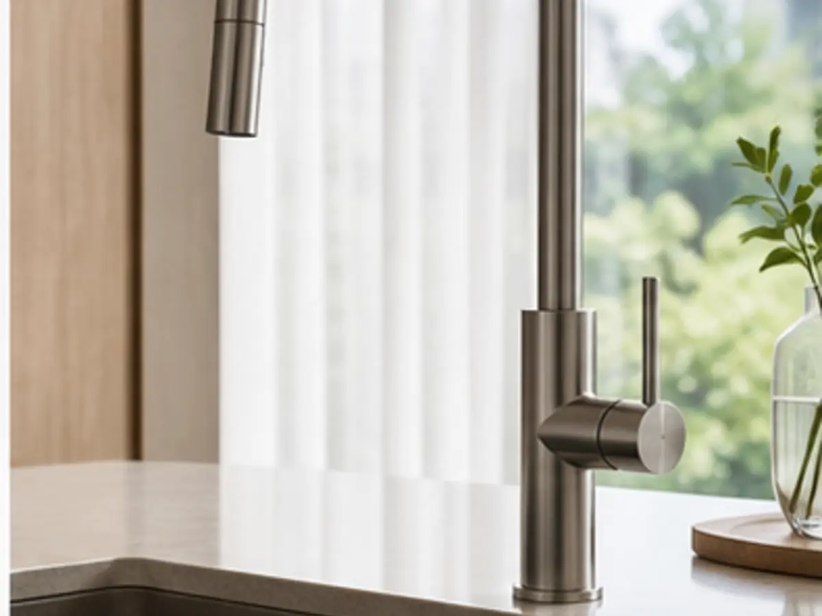 Premium brushed-metal kitchen mixer