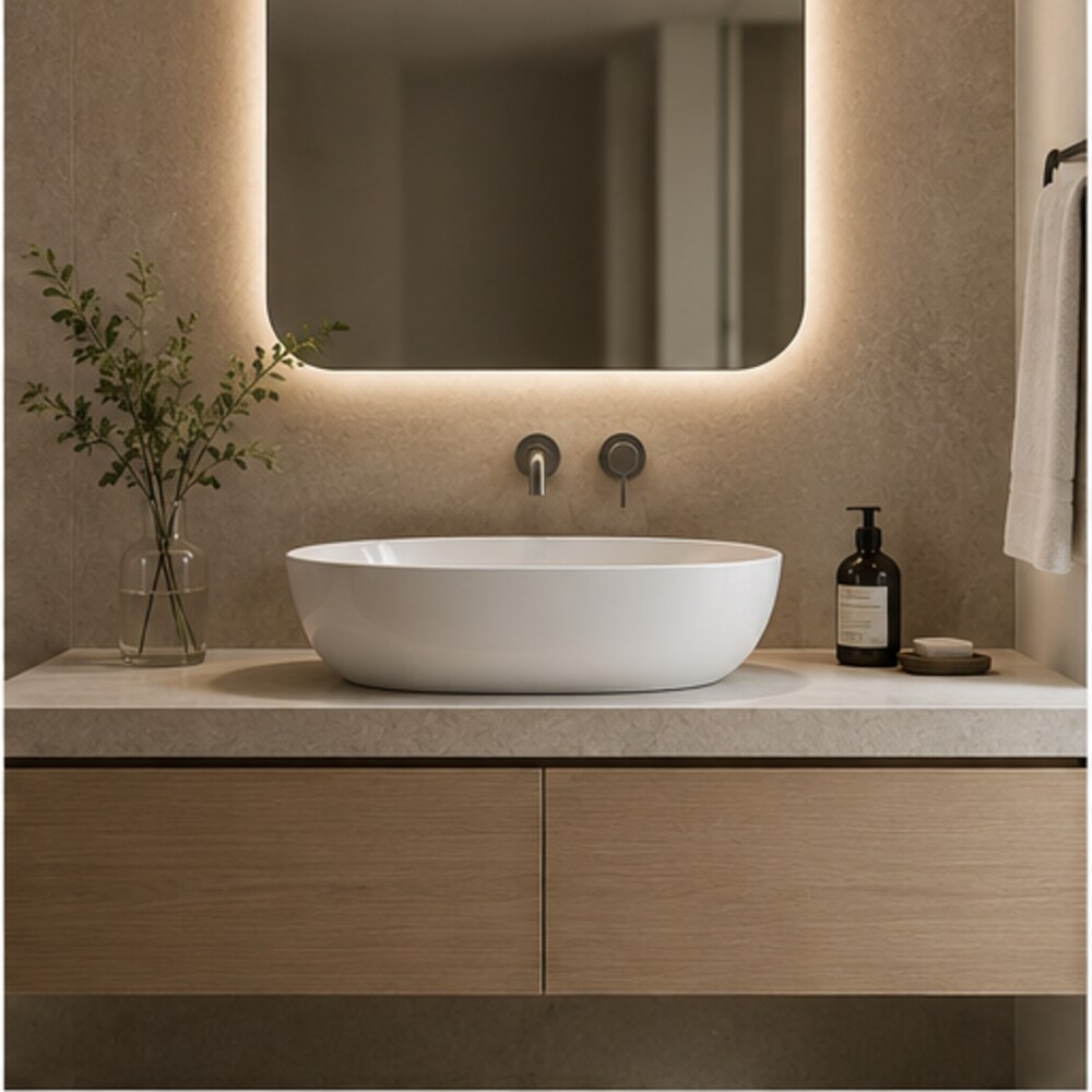 Modern bathroom vanity with wash basin